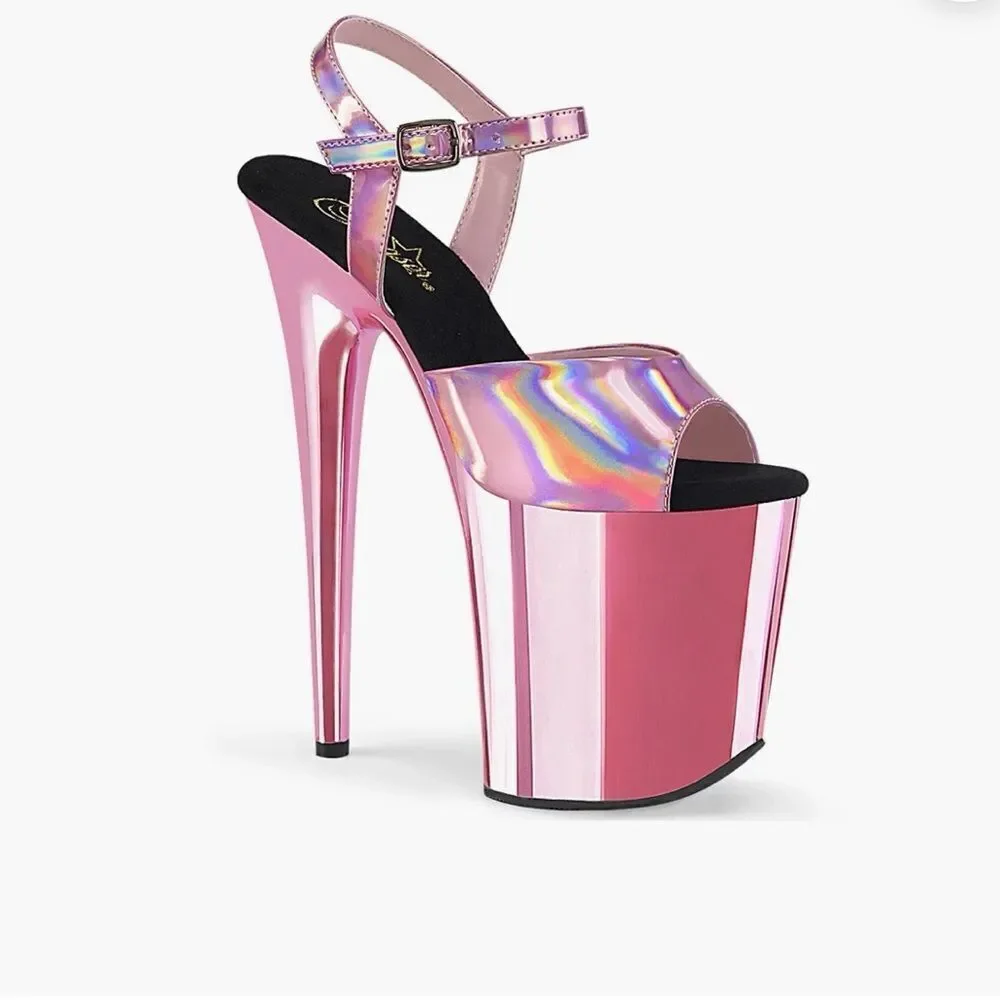 Pleaser Iridescent Pink Platform Sandals